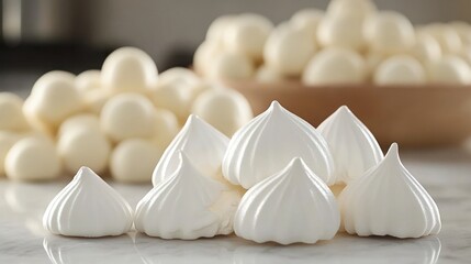 White meringue cookies piled high