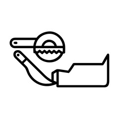 Tape dispenser and cutter knife for packing and shipping, minimalistic black line drawing