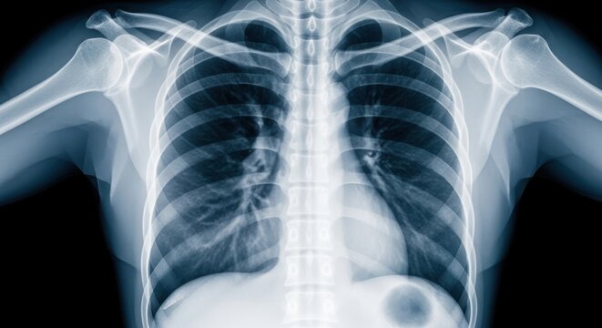 A detailed chest xray shows the lungs and bones