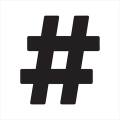 Obraz premium Bold black hashtag symbol centered on a clean white background