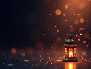 Luminous Lantern of Warmth: An ornate lantern radiates a warm, inviting glow, casting a magical atmosphere with bokeh lights, perfect for cultural celebrations and moments of reflection.