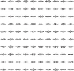 Black horizontal ornamental vector designs with transparent background