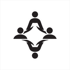 Stylized group of four people connected in a circular formation