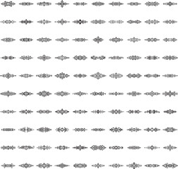 Classic black horizontal vector ornament set with transparency