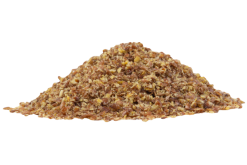 Pile of milled flax seeds - authentic superfood image isolated on transparent background.