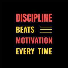 Obraz premium Discipline Beats Motivation Typography Poster , Minimalist Motivational Quote Wall Art