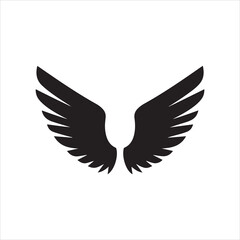 Fototapeta premium Stylized black wings spread open against a clean white background