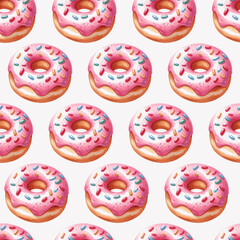 Seamless vector pattern with watercolor donuts repeating