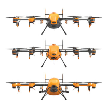Premium Studio-Lit Clean hybrid VTOL crop spray digital artwork, transparent background, ideal for video overlays and web banners, premium resource, branding, content creation