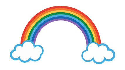 colorful rainbow with clouds kids art design element

