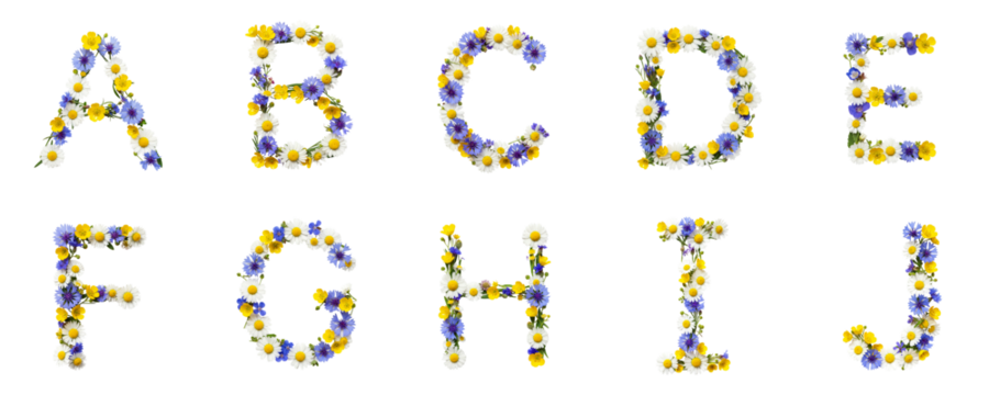 alphabet made from wildflowers part 1