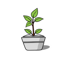 Pot plant outline icon with linear style . Plant in pot simple line vector icon for mobile concept and web design. Single potter plan.