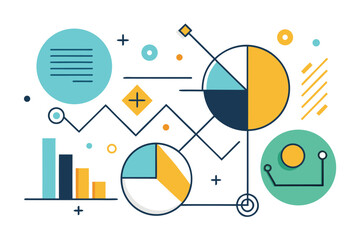Fototapeta premium Abstract illustration featuring data charts and graphs representing business statistics and analytics with a modern design