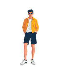 Detailed flat vector people and illustration, man with casual outfit