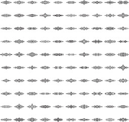 Black horizontal ornamental dividers in vector with transparency