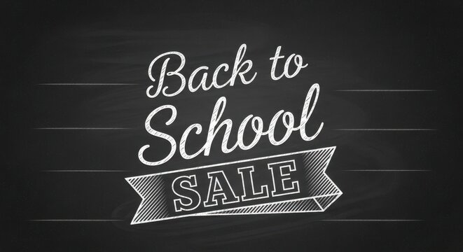 Back to school sale banner on a chalkboard