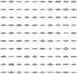 Black horizontal decorative scrolls in vector with transparency