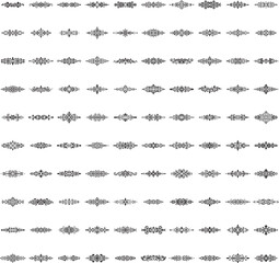 Fototapeta premium Black horizontal vector ornament frames with transparent background