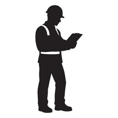 Silhouette of a man standing and holding a laptop in hand