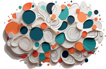 Abstract Organic Blob & Geometric Grid Vector Design  White Background .