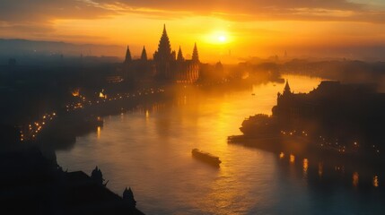 Obraz premium Golden Sunrise Cityscape