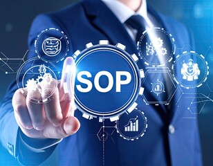 Businessman selecting SOP on a holographic interface