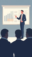 Fototapeta premium Businessman Giving Presentation – Vector Scene