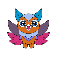 owl wings coloring book vector art illustration