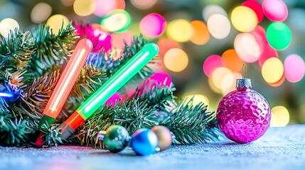 Realistic photo of neon tubes glowing warmly with soft bokeh lights, shot with mirrorless camera and 85mm lens, shallow depth of field highlighting smooth light gradients behind tubes