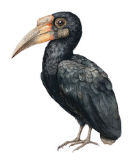 Obraz premium PNG Black-crowded cane bird illustration realistic animal.
