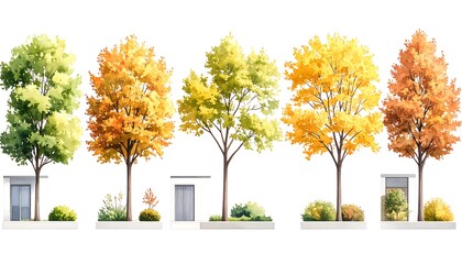 Autumn trees and landscaping