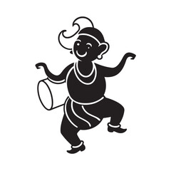 Ganesha Joyfully Dancing With Drum Silhouette