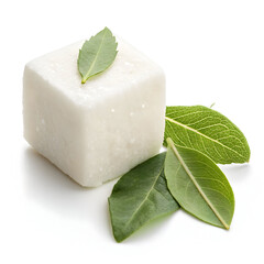 A single edible camphor chunk, aromatic and cooling, used in traditional medicine,