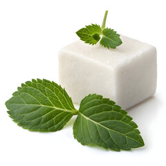 A single edible camphor chunk, aromatic and cooling, used in traditional medicine,