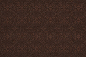 Brown Floral Embossed Leather Seamless Pattern for Backgrounds and Designs