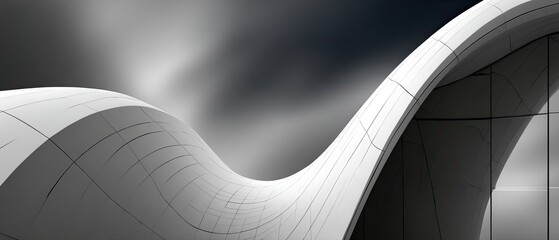 Curved, glass-fronted structure stands on water, contrasting against dark clouds, with sunlight breaking through for an epic ambiance