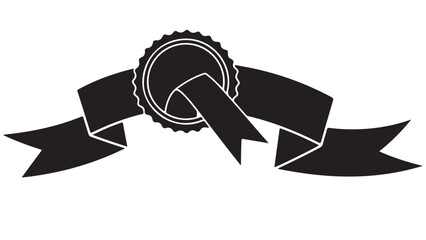 Black and white award ribbon illustration, banner design element, decorative vector image