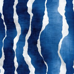 Detailed linen fabric displays beautiful blue and white lines woven into an organic, wavy embroidered pattern, showcasing craftsmanship SEAMLESS PATTERN