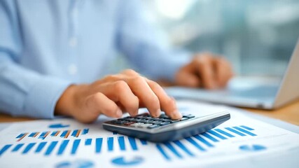 "Dynamic office setting featuring a laptop and calculator for data analysis." - Powered by Adobe