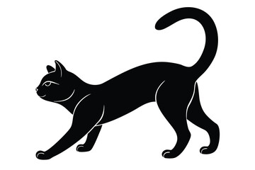 cat stretching vector icon