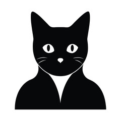 cat looking behind silhouette vector icon.
