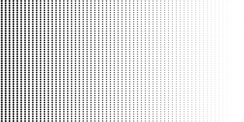 Set of halftone dots gradient pattern texture isolated on white background. Straight dotted spots using halftone circle dot raster texture. Vector blot half tone collection.