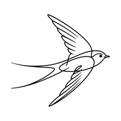 Fototapeta premium Elegant black line art swallow in flight bird flying