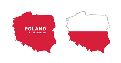 Fototapeta premium poland flag and map set. poland flag in official colors and proportions., map