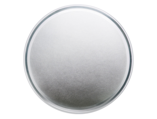 Round textured metal surface isolated on a transparent background