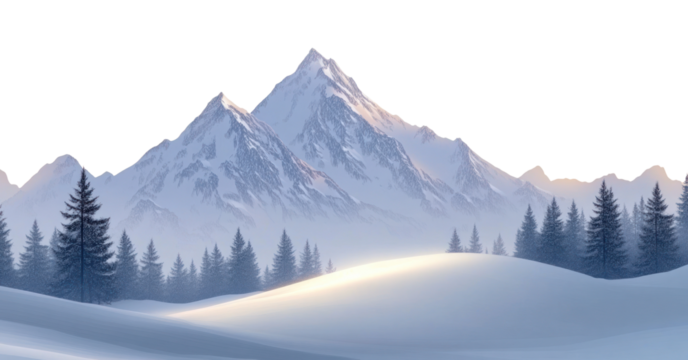 PNG A winter sunset mountain landscape trees snow nature. - Powered by Adobe