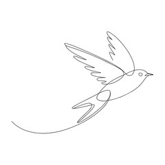 Obraz premium Minimalist black line art of a bird in flight flying wings