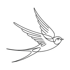 Obraz premium Elegant black line art of a swift bird in flight swallow flying