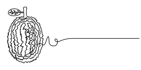 Continuous one line drawing of sliced healthy sweet organic jackfruit for orchard logo identity. Fresh tropical fruit concept fruit garden icon. Single line draw design vector graphic illustration. 