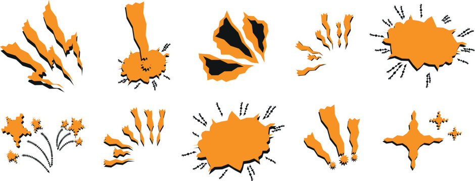 Set of Decorative Symbolic Elements and Abstract Objects &ndash; Artistic Hand-Sketched Vector Illustration in Modern Colorful Style